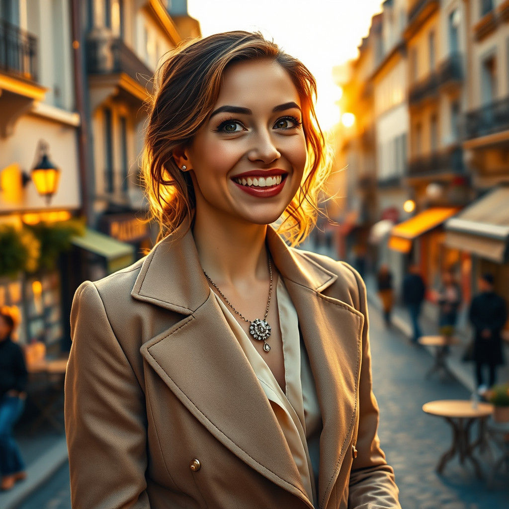 Elegant Lady Surprised by Romance in Autumnal Paris