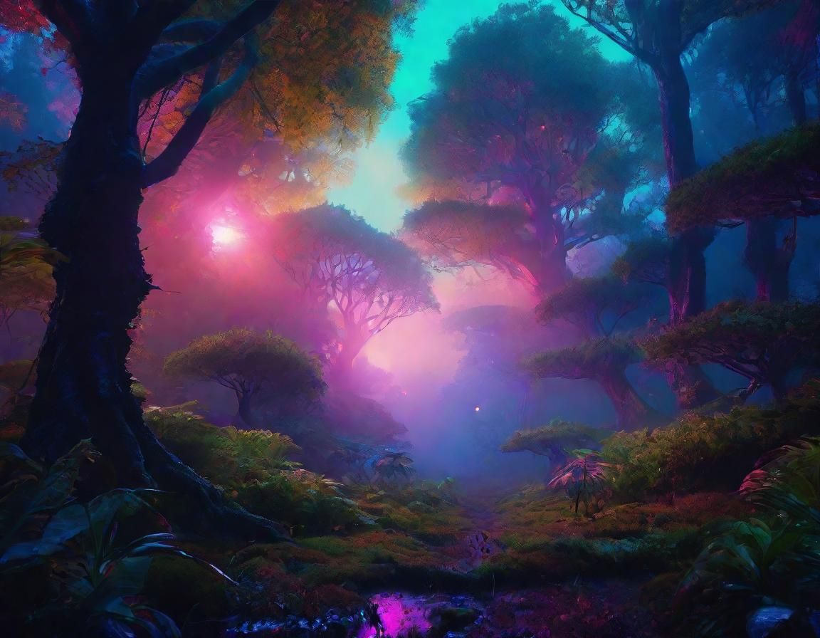 Breathtaking Alien World in Neon-Lit Lushness