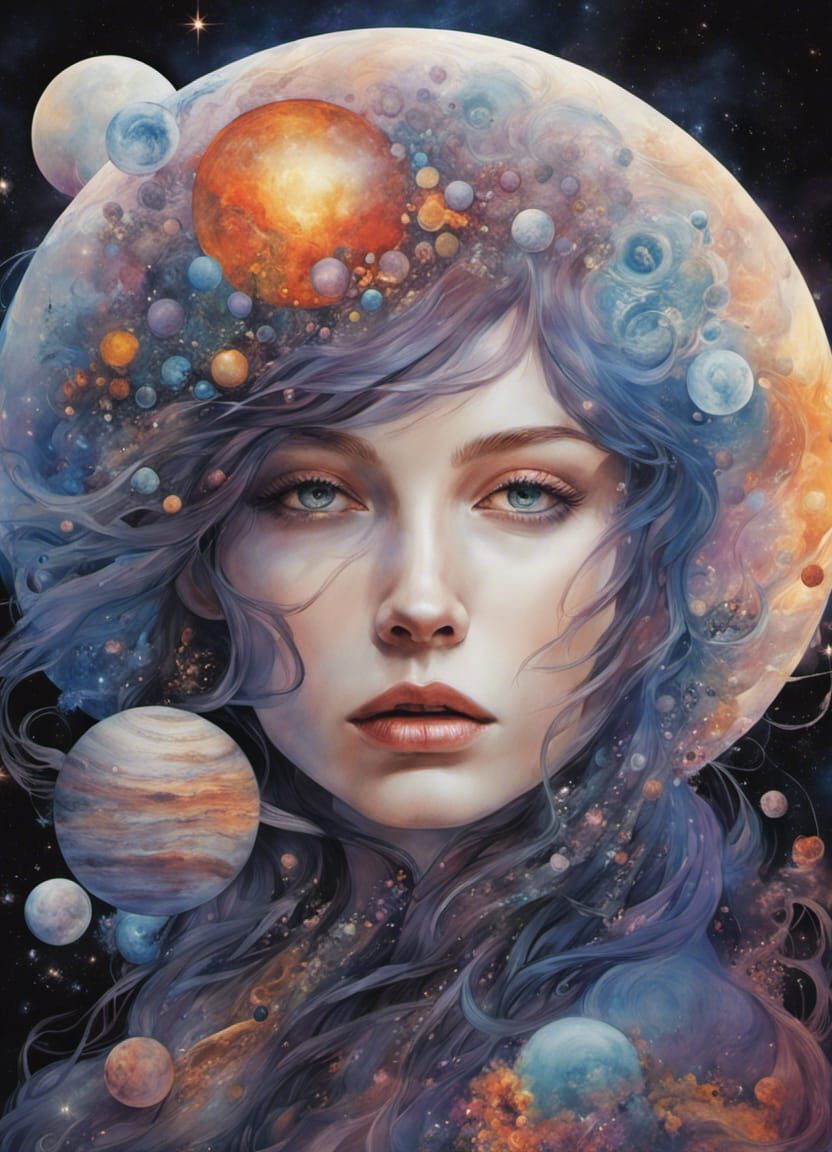 Celestial Goddess in Vibrant Dreamscapes, Inspired by the Co...
