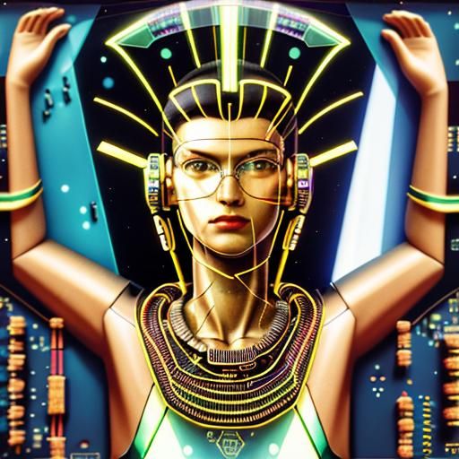 Retrofuturistic Space Circuitry in Multicolor Transparency