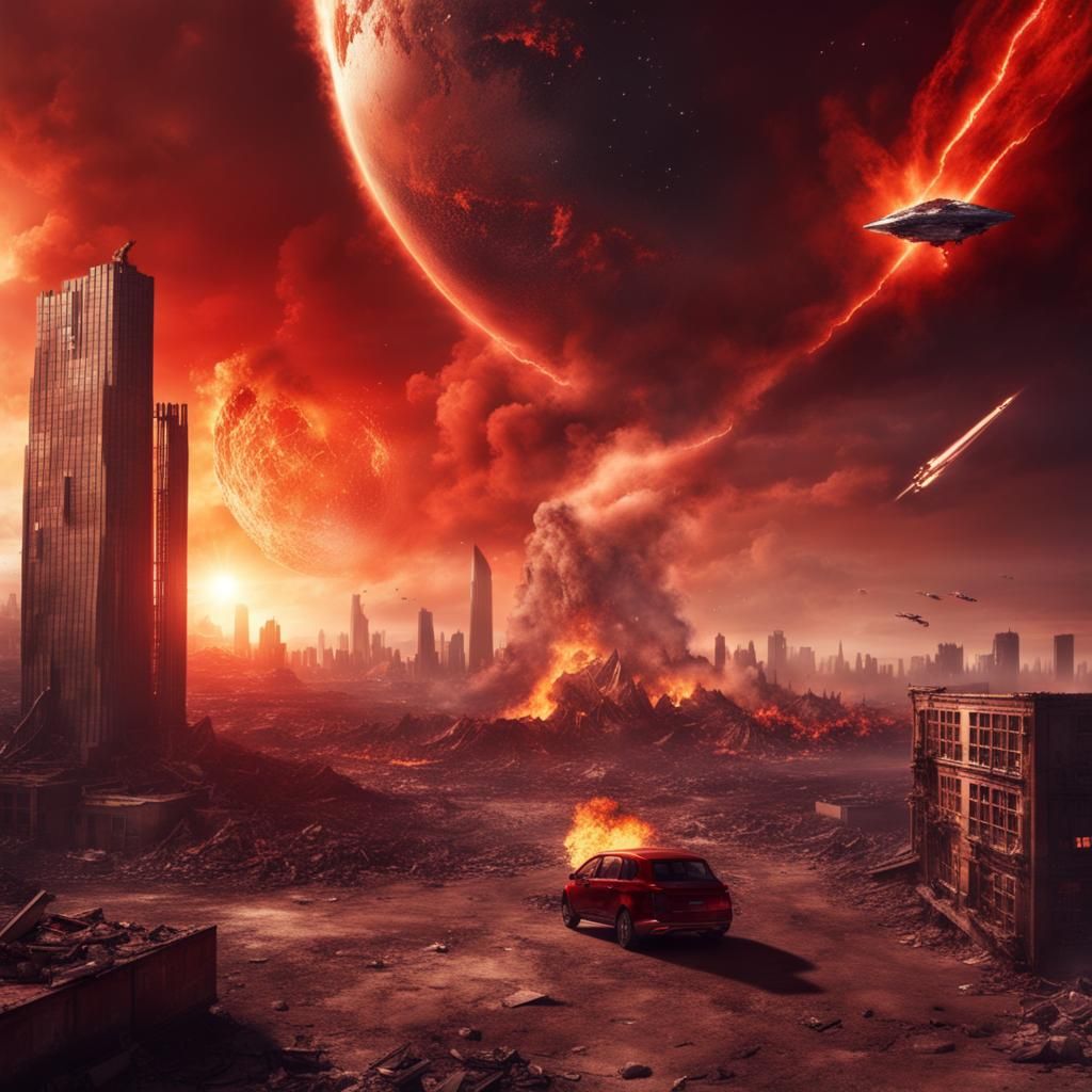 Apocalyptic Skies with Fiery Meteorite Impact