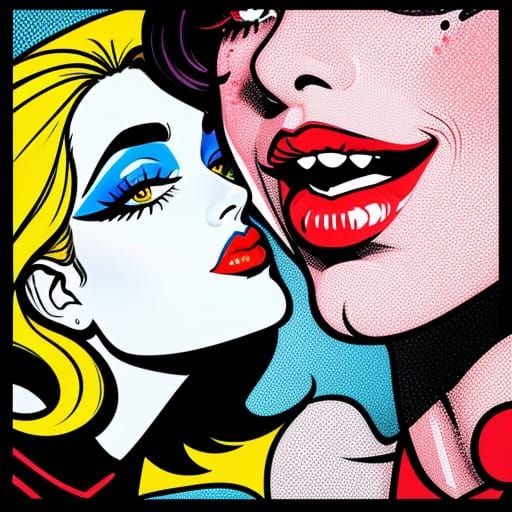 Bold Pop Art Portrait of a Kissy Woman