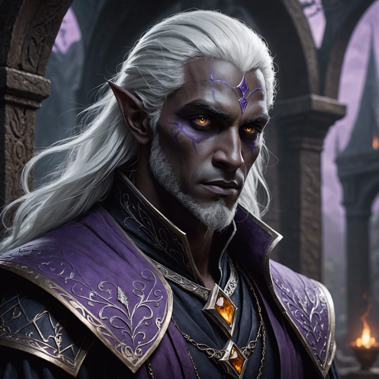 Sorcerer Drow Half Elf in Mage Robes