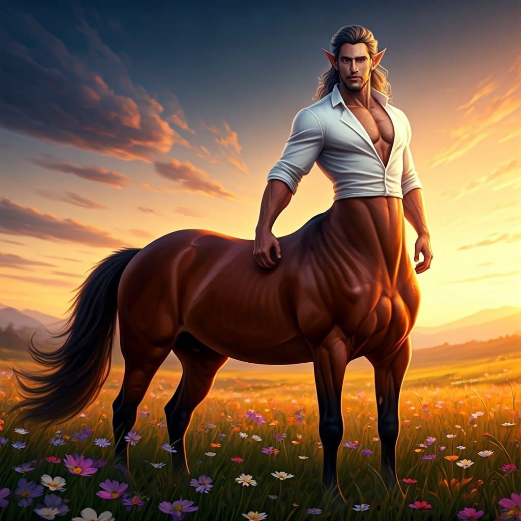 Chiseled Centaur in Golden Sunset