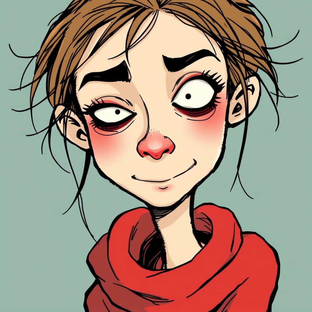 Whimsical Female Portrait with Quirky Charm