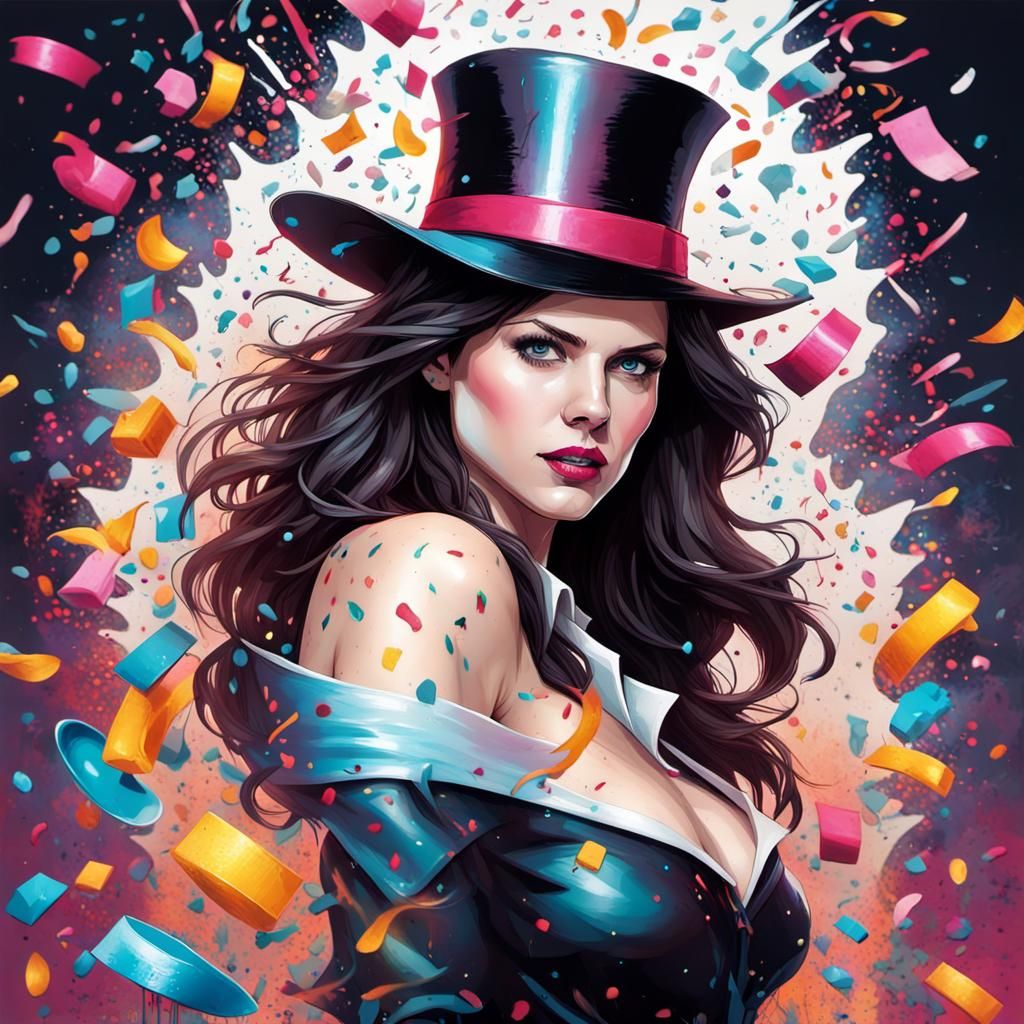Zatanna in Vibrant Confetti Magic Artwork
