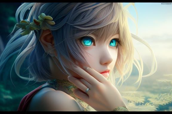 Anime Woman in Kimono: Artgerm and WLOP Style