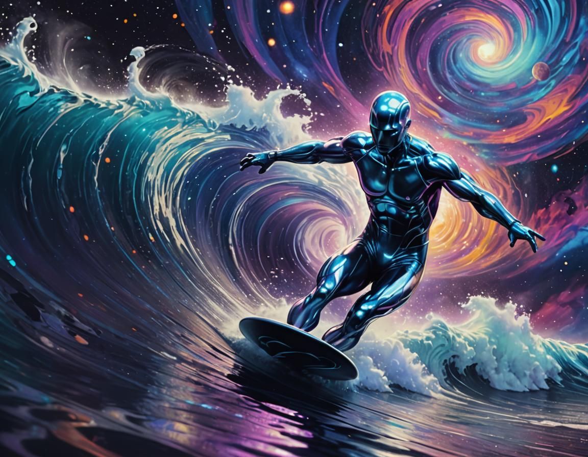 Cosmic Surfer Rides Vibrant Whirlpool Galaxy