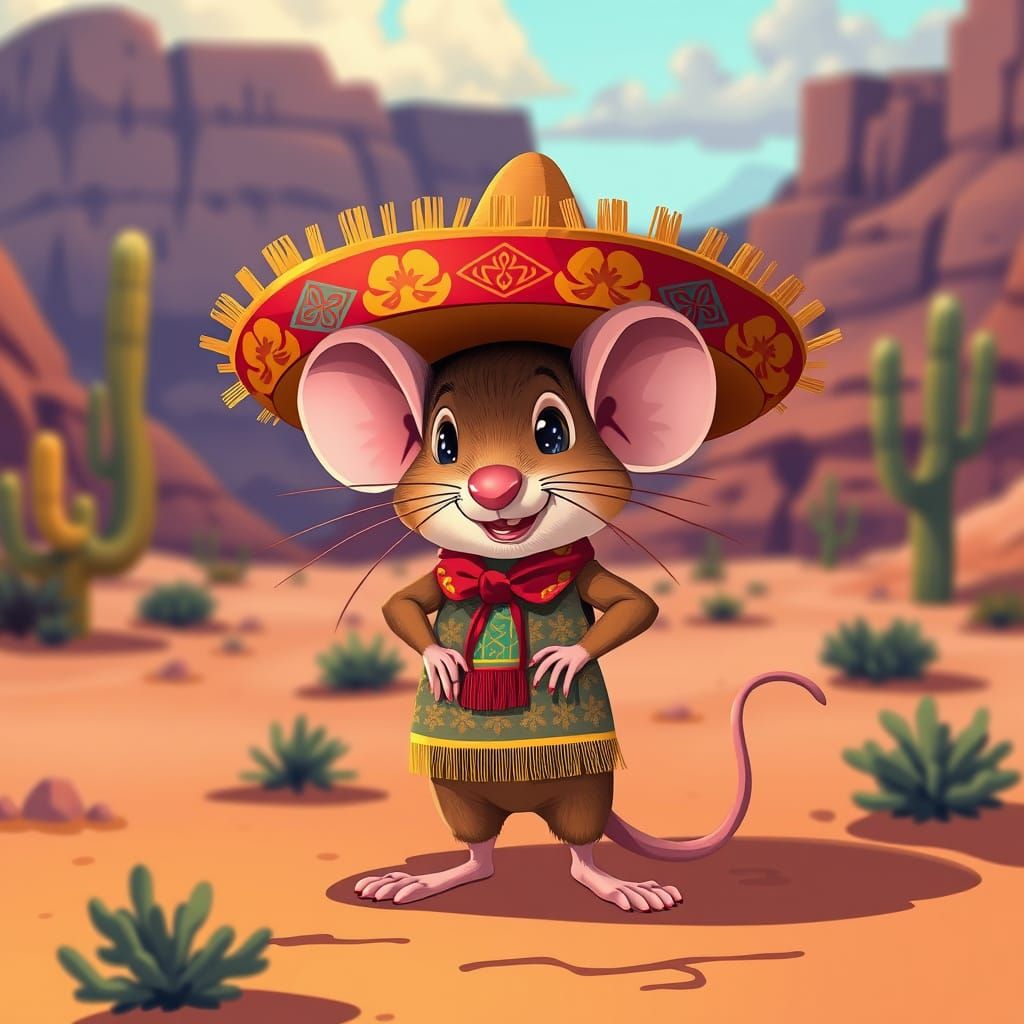 Mouse in Sombrero: Flat Manga Scan Style