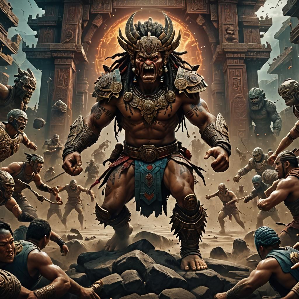 Vibrant MMA Artist in Cinematic Setting, Inspired by Ancient...