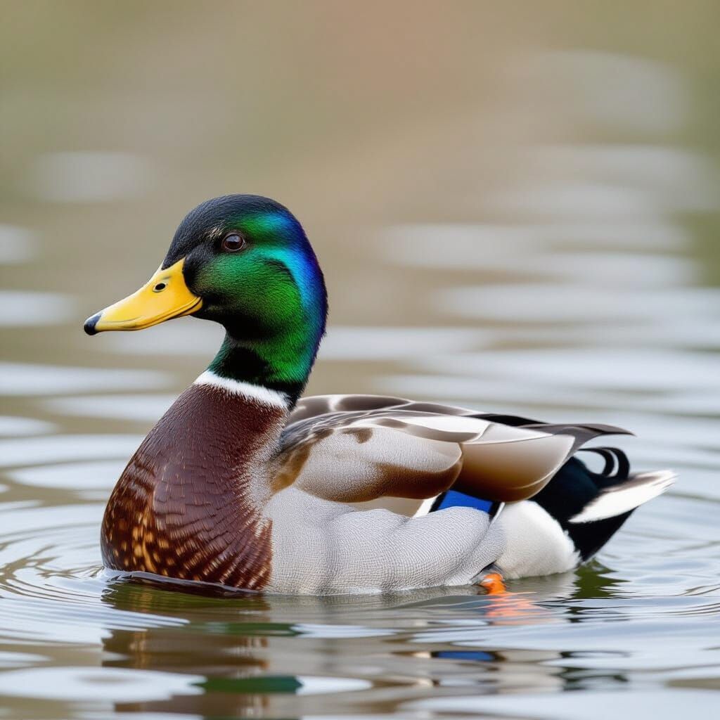 Mallard Duck Swimming in a Pond