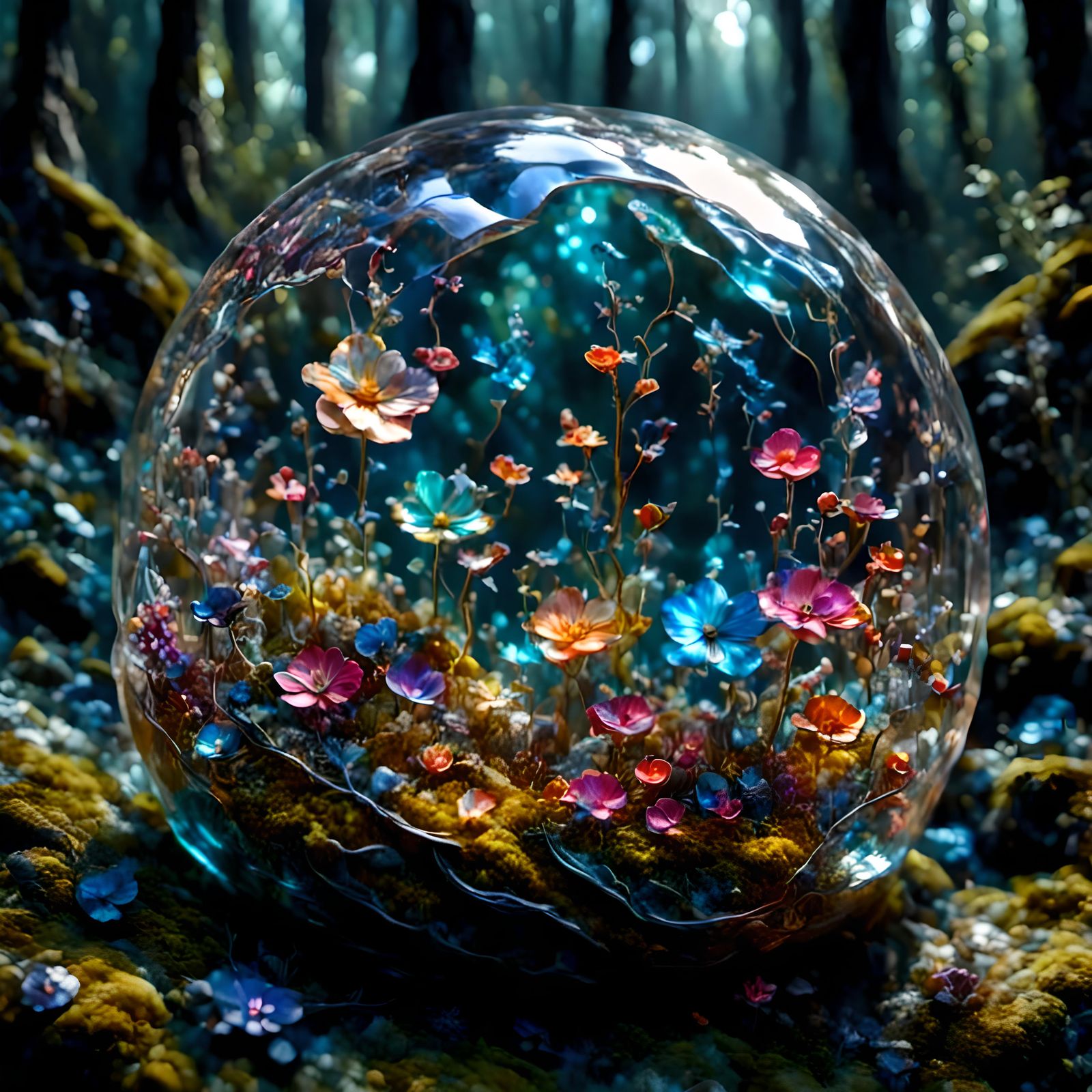 Enchanted Woodland in Iridescent Hues