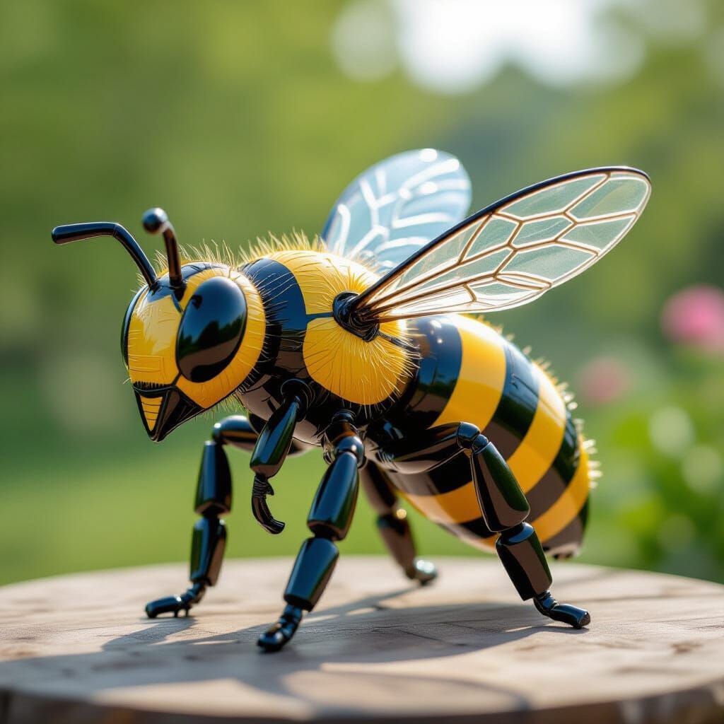 Bee Statue Constructed from Recycled Plastic Bottles