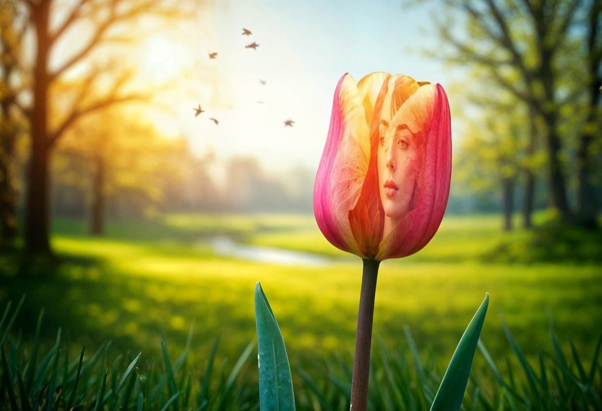 Blossoming Beauty in Floral Portrait