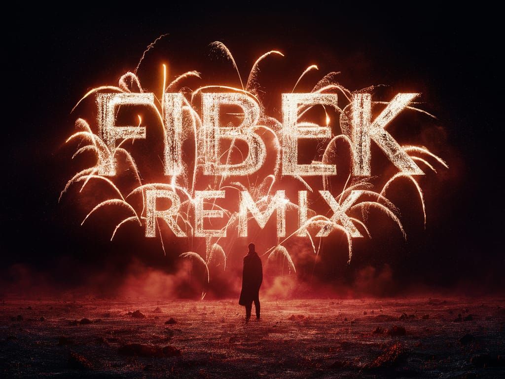 Epic Firework Typography Art in Cinematic Blacklight Style