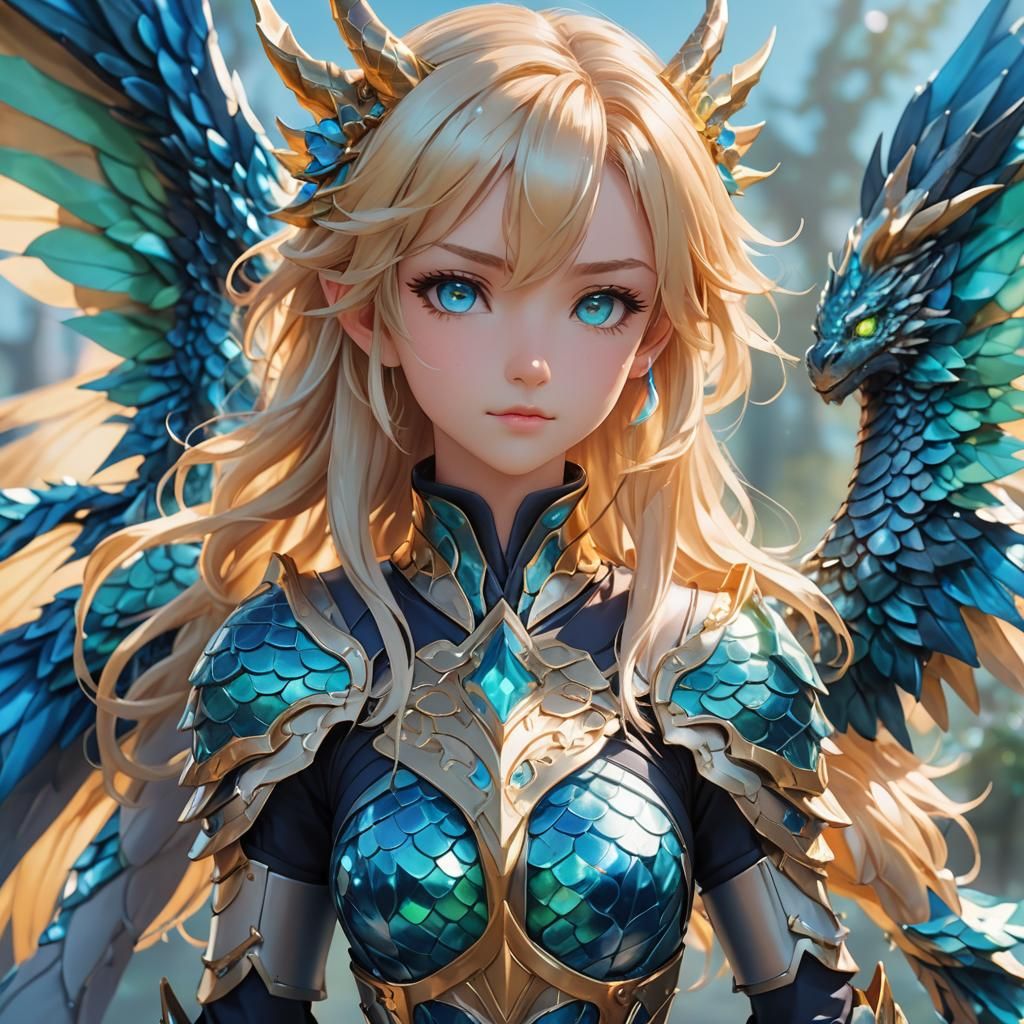 Anime-Inspired Girl Empowered by Majestic Dragon Wings