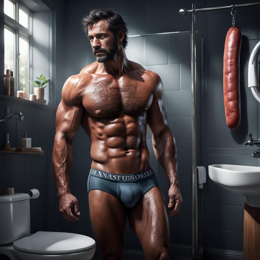 Giant Sausage Emerges from Muscle Man's Underwear in Photore...