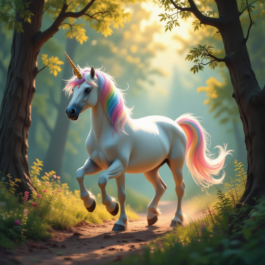 Renaissance Unicorn in Enchanted Forest