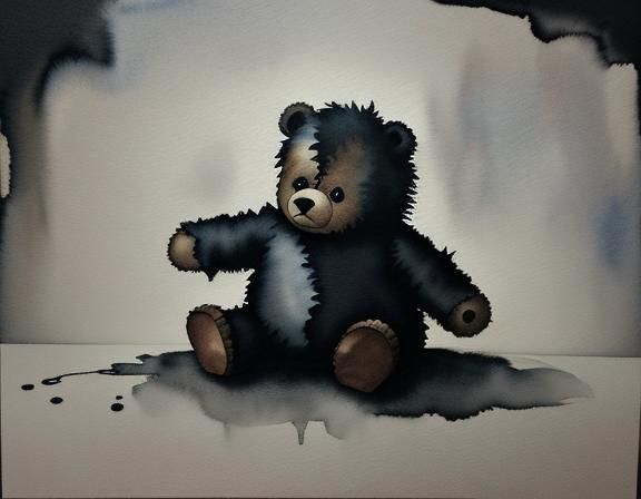 Seriously ill little childwith little old teddy bear
