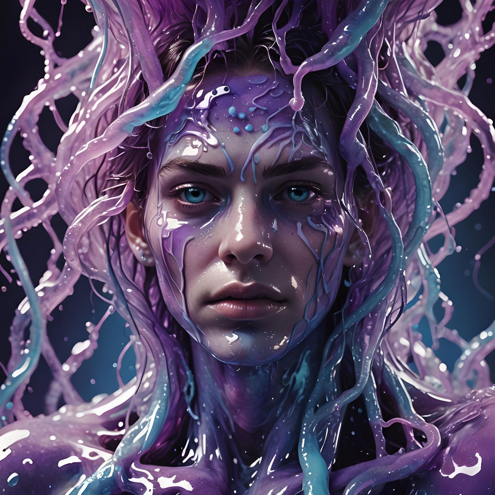 Glowing Slime Human in Hyperrealistic Splash Art