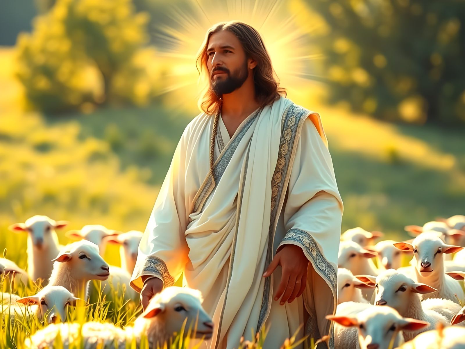 Sheep Listening to Jesus' Voice in Harmony