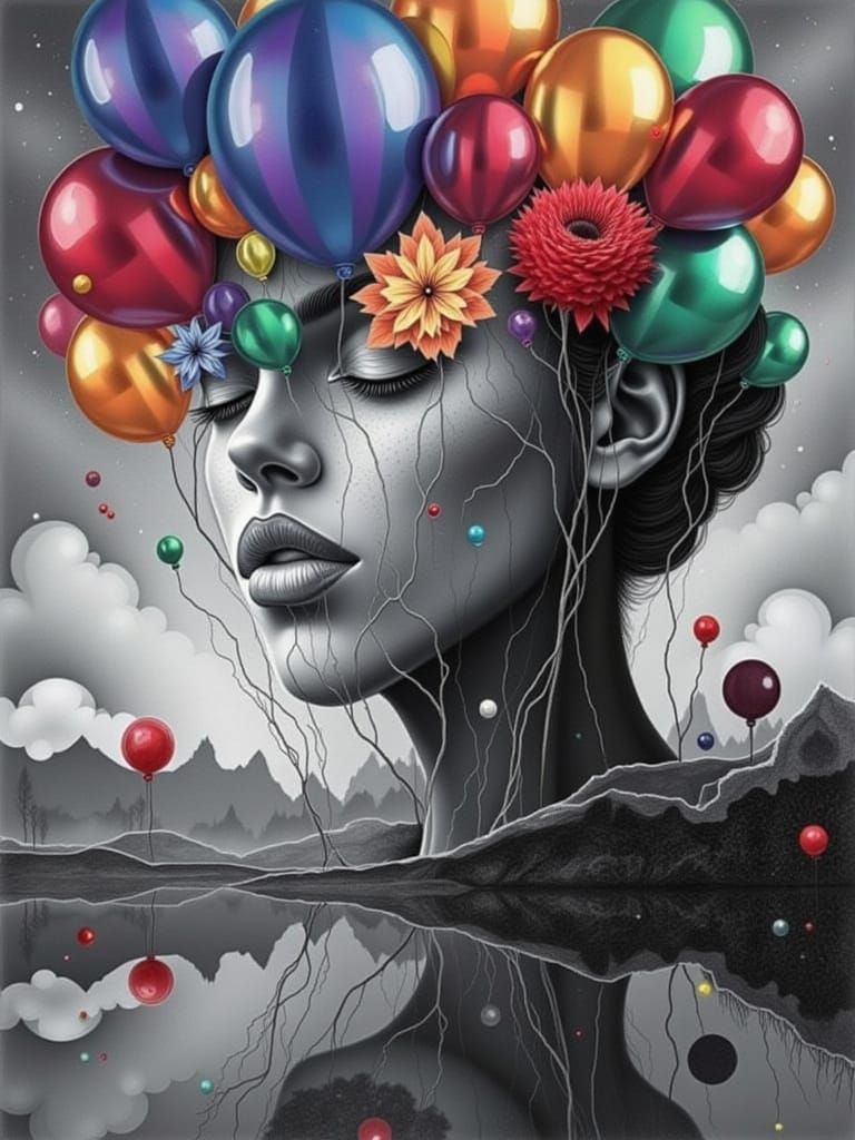 Vibrant Red Rose in Graphite Landscape