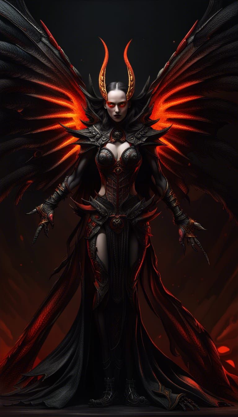 Ethereal Dark Fantasy Demoness in Gothic Concept Art