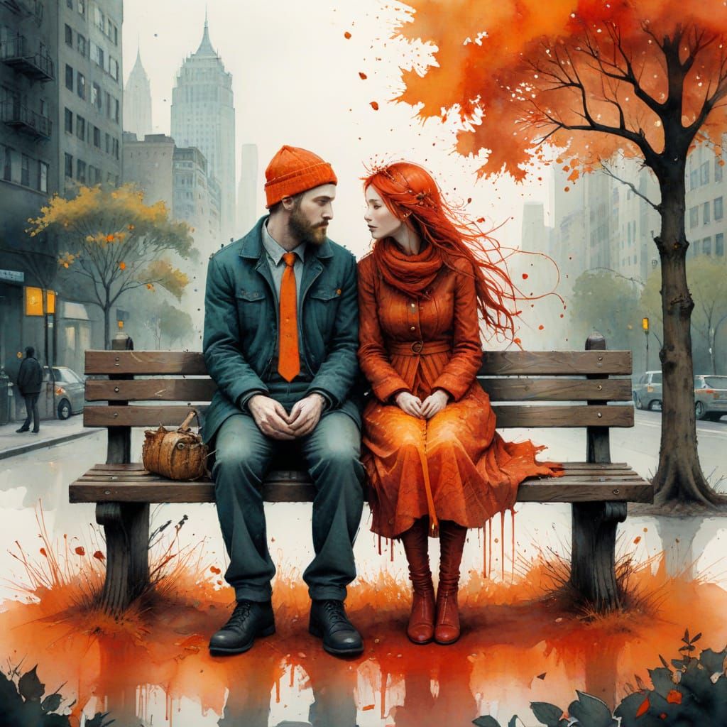 Romantic Scene in Whimsical Watercolor