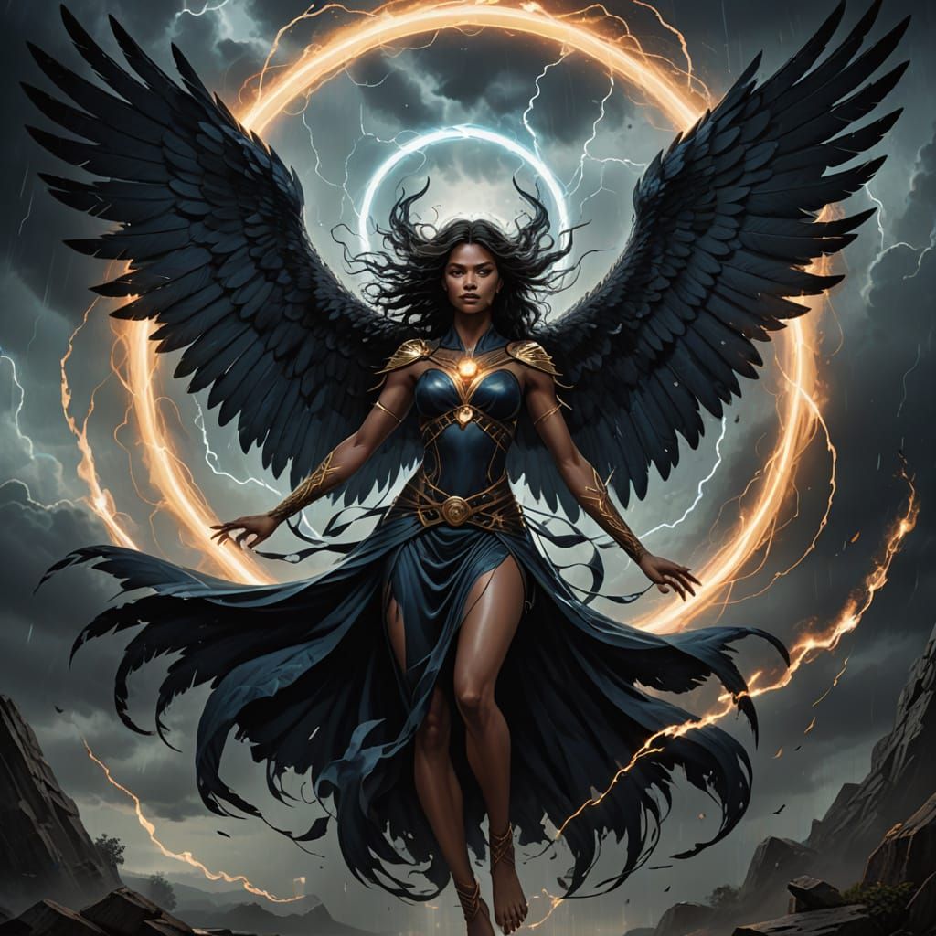 Dark Fantasy Harpy in Ethereal Summoning Circle