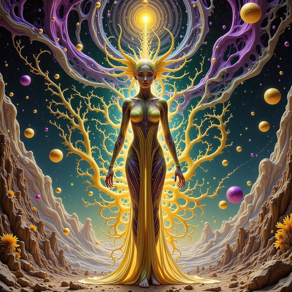 Regal Alien Being on Cosmic Planet
