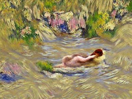 River Goddess in Impressionist Water Scene