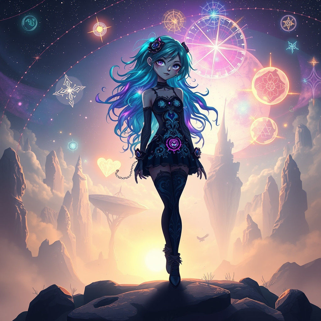 Ethereal Goth Girl Embarks on Mystical Journey in Chibi-Insp...