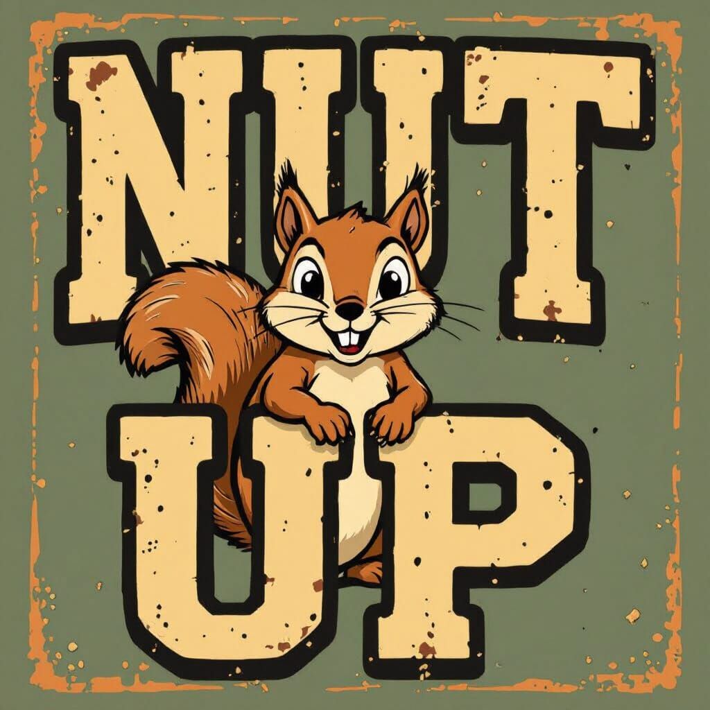 Vintage Collegiate Graphic with Squirrel Mascot