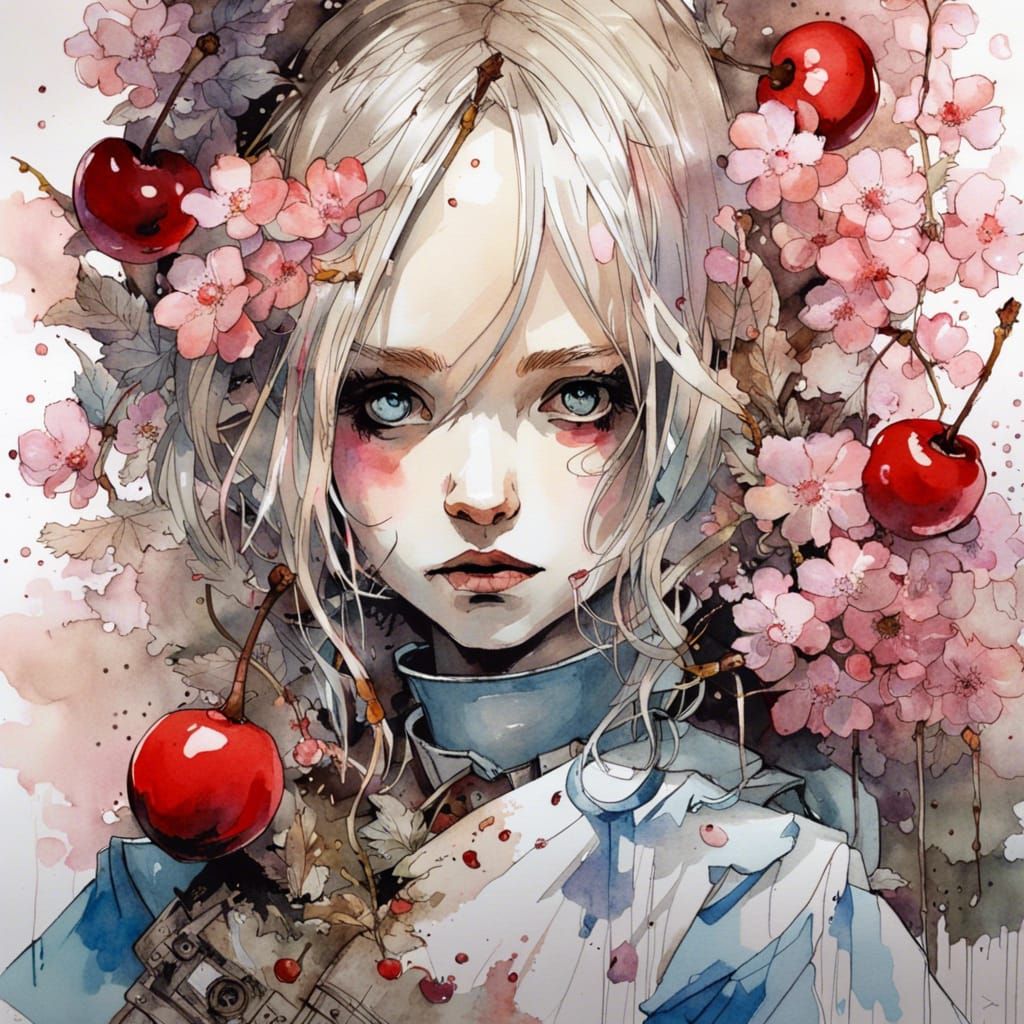 Surreal Cherry Blossom Wonderland in Watercolor Style