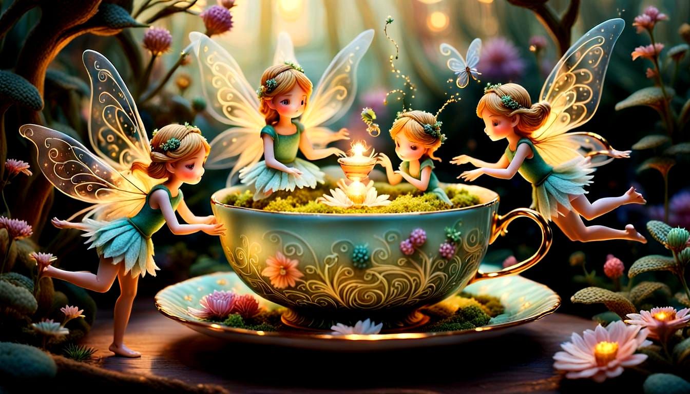 Whimsical Miniature Fairy Garden in a Teacup