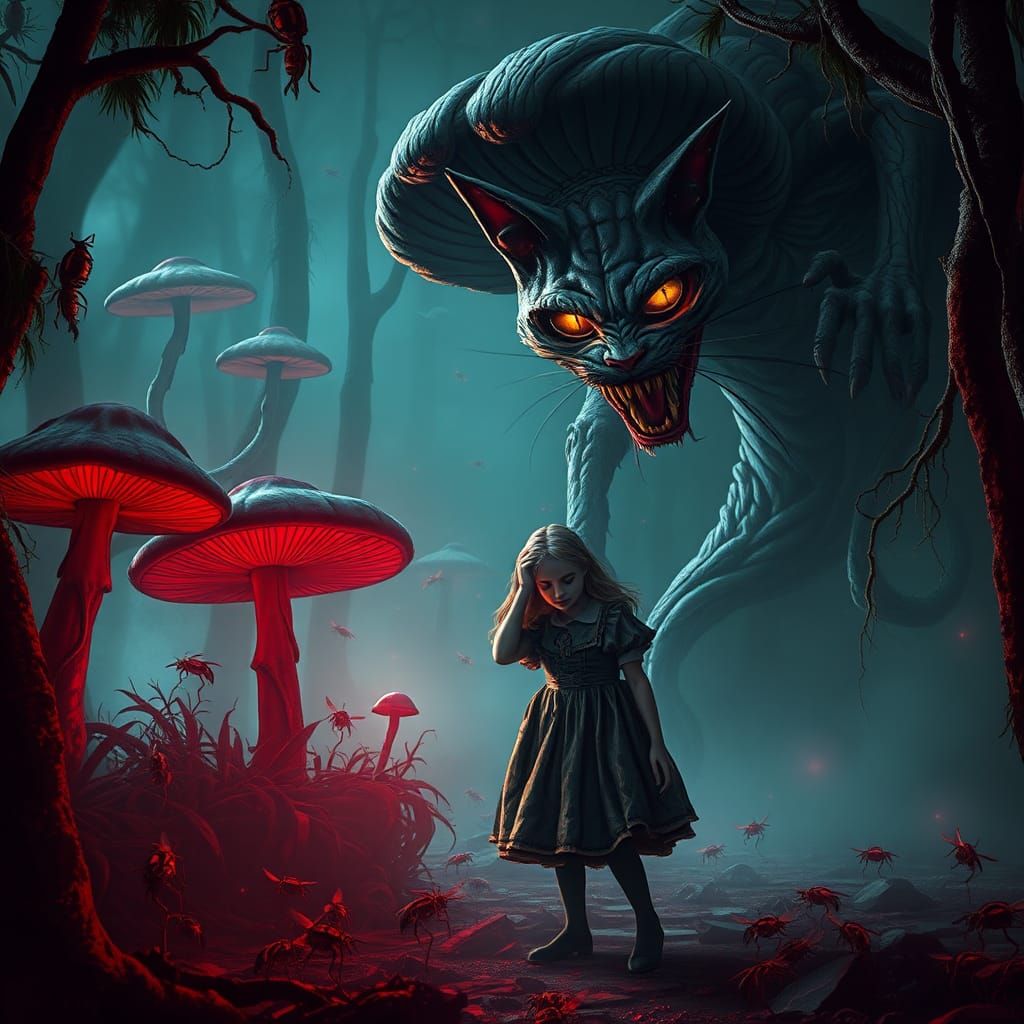 Mysterious Cheshire Cat Emerge from Dark Mangrove Swamp