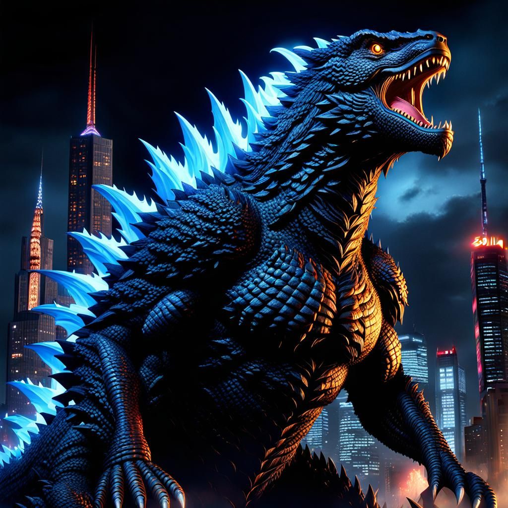 Godzilla: Cityscape in Nocturnal Fantasy
