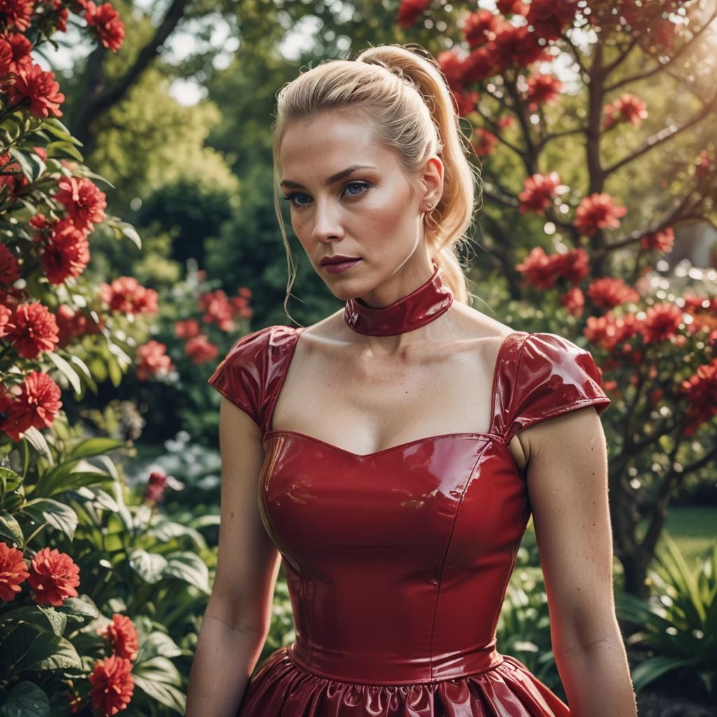 Ethereal Red Latex Beauty Lost in Garden Paradise