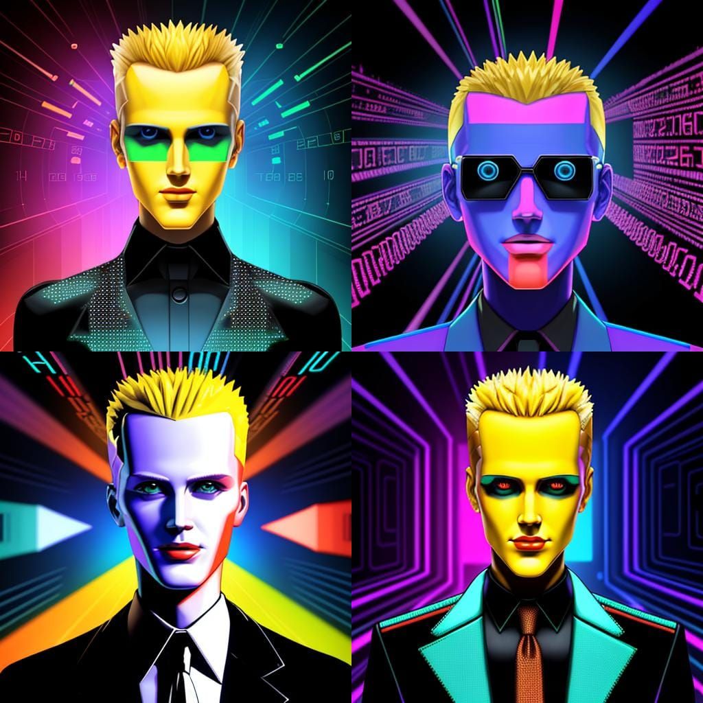 Vibrant Digital Dreamscape with Binary Code and Matrix Backg...