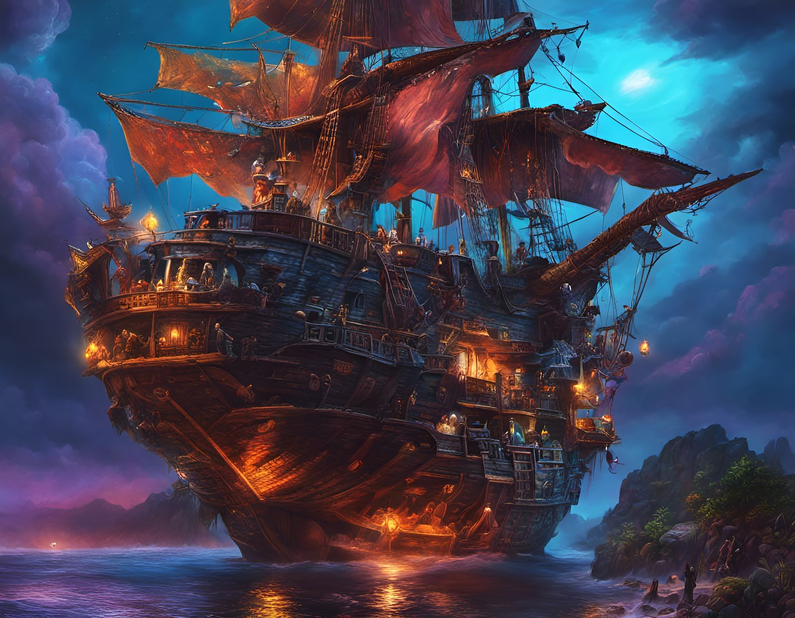 Colorful Astral Pirate Hideout on Skull Island