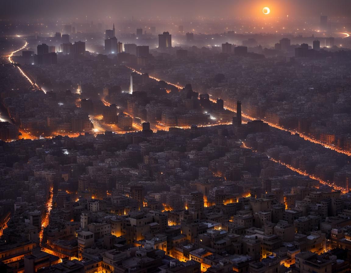 Solar Eclipse Descends Over Cairo's Urban Landscape