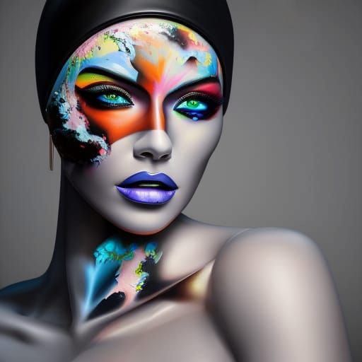 Graffiti Desert Goddess in Hyperrealistic Color