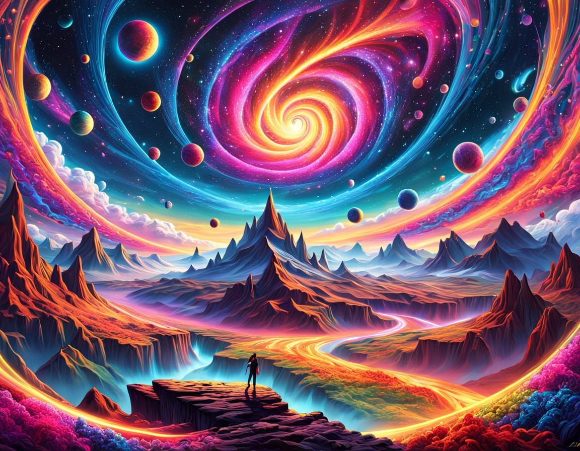 Cosmic Vortex of Interconnected Universes in Vibrant, Expres...