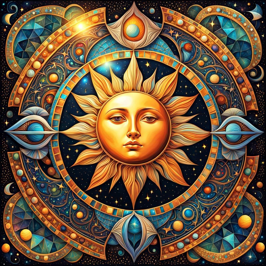 Surreal Cosmic Tapestry in Vibrant Cubist Style