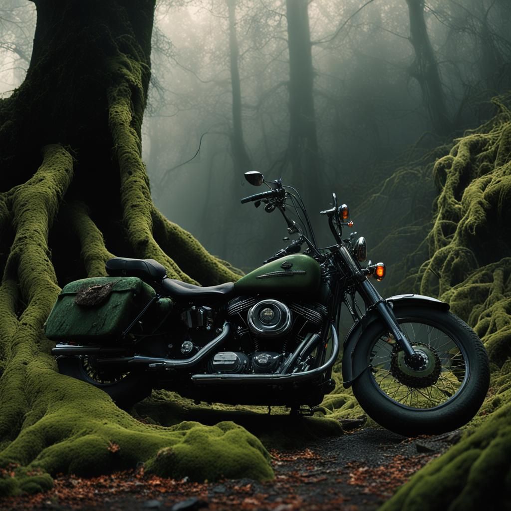 Ethereal Motorcycle Relic at Dusk