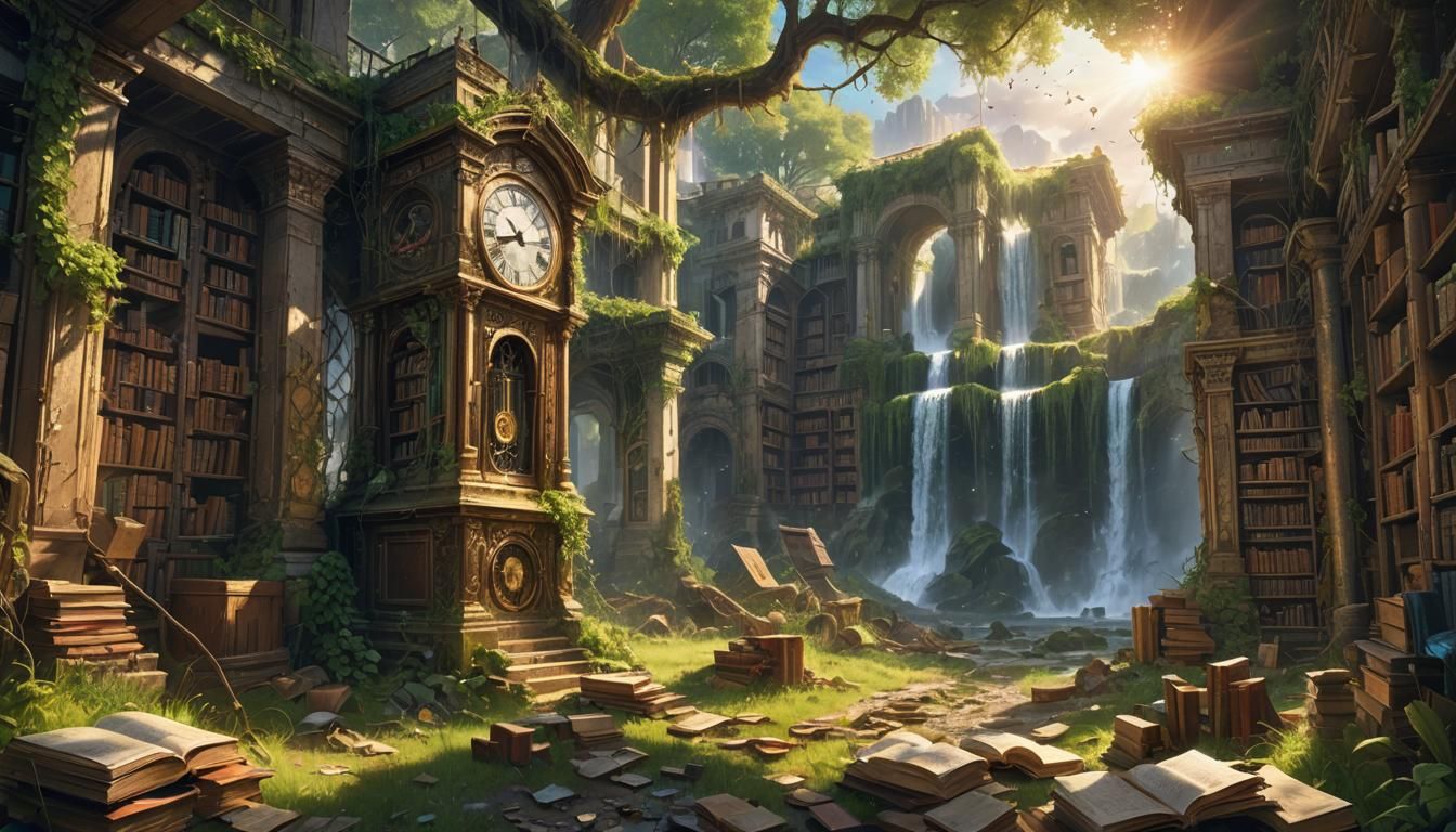 Abandoned Post-Apocalyptic Library Shines