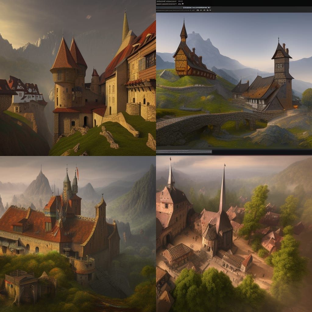 Medieval Dark Magic Scene in a Castle Court