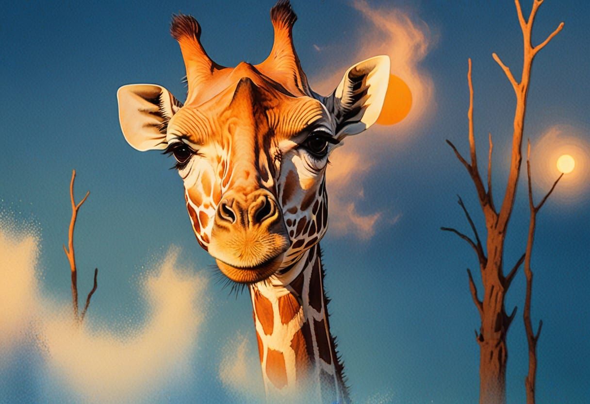 Giraffe Walks in Namib Desert at Golden Hour