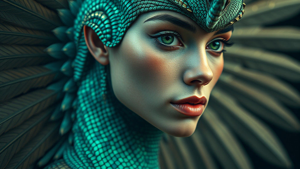 Female Feathered Serpent Goddess in Photorealistic 4k UHD