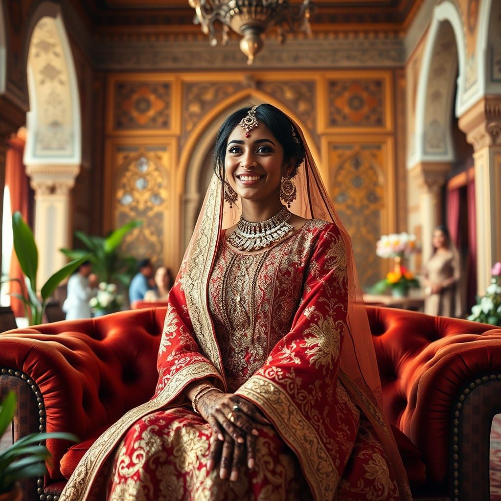 Luxurious Moroccan Bride in Traditional Caftan